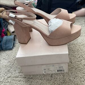 Chinese Laundry Women's Theresa Suede Nude Platform Heels